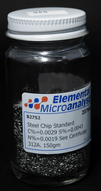 Chip Standard Approximate values 0.0051%C 0.0083%S 0.0049%N 51ppmC 83ppmS 49ppm N See certificate 619C for actual values. 150gm